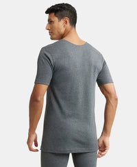 Super Combed Cotton Rich Half Sleeved Thermal Undershirt with StayWarm Technology - Charcoal Melange-3