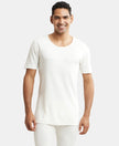 Super Combed Cotton Rich Half Sleeved Thermal Undershirt with StayWarm Technology - Off White-1