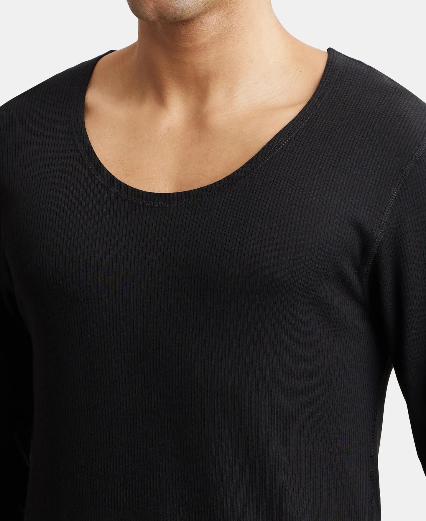 Super Combed Cotton Rich Full Sleeve Thermal Undershirt with StayWarm Technology - Black-6