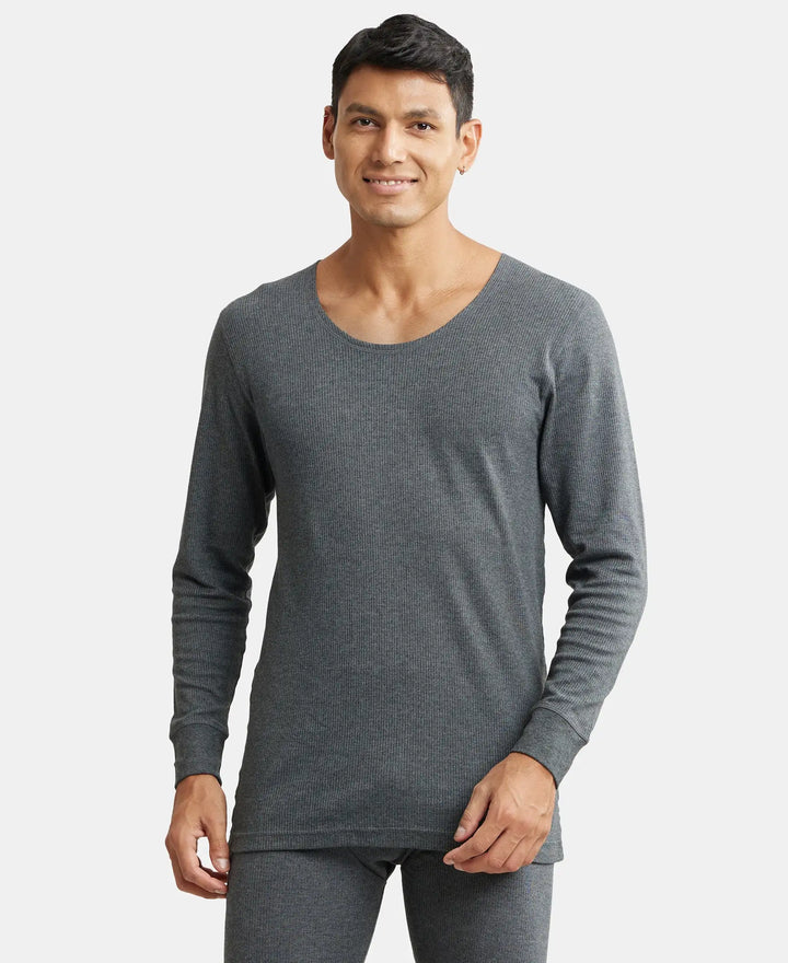 Super Combed Cotton Rich Full Sleeve Thermal Undershirt with StayWarm Technology - Charcoal Melange-1