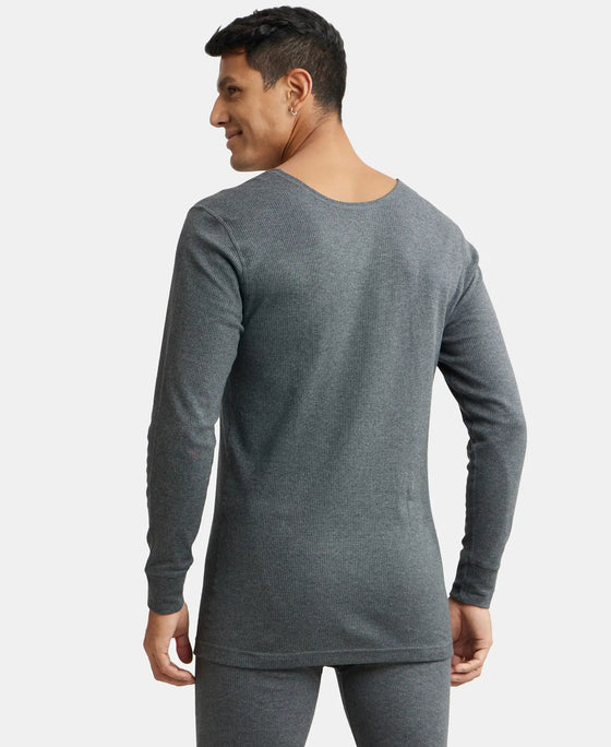 Super Combed Cotton Rich Full Sleeve Thermal Undershirt with StayWarm Technology - Charcoal Melange-3