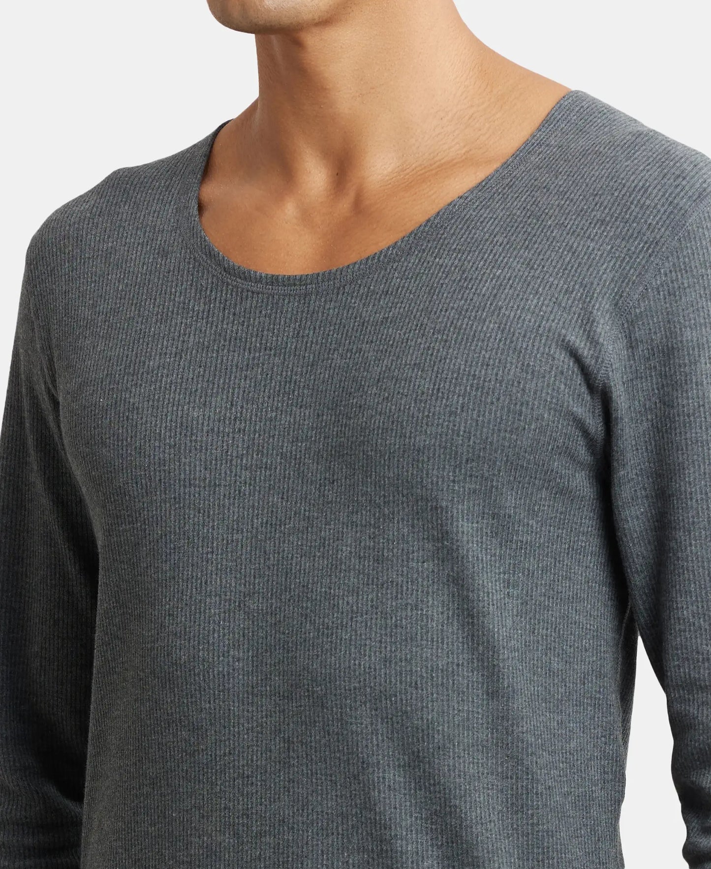 Super Combed Cotton Rich Full Sleeve Thermal Undershirt with StayWarm Technology - Charcoal Melange-6
