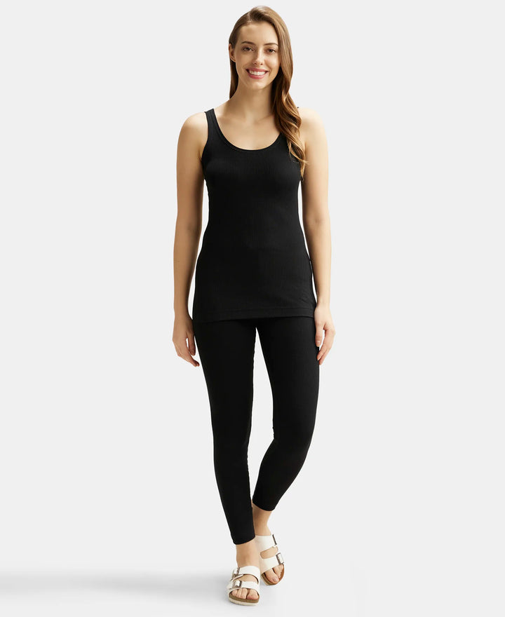Super Combed Cotton Rich Thermal Tank Top with StayWarm Technology - Black-4