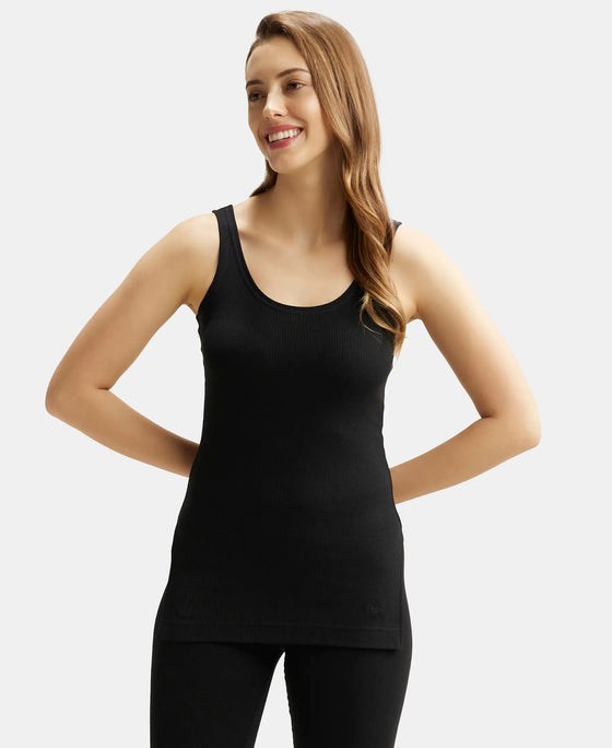 Super Combed Cotton Rich Thermal Tank Top with StayWarm Technology - Black-5