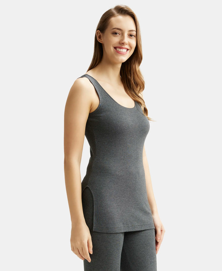 Super Combed Cotton Rich Thermal Tank Top with StayWarm Technology - Charcoal Melange-2