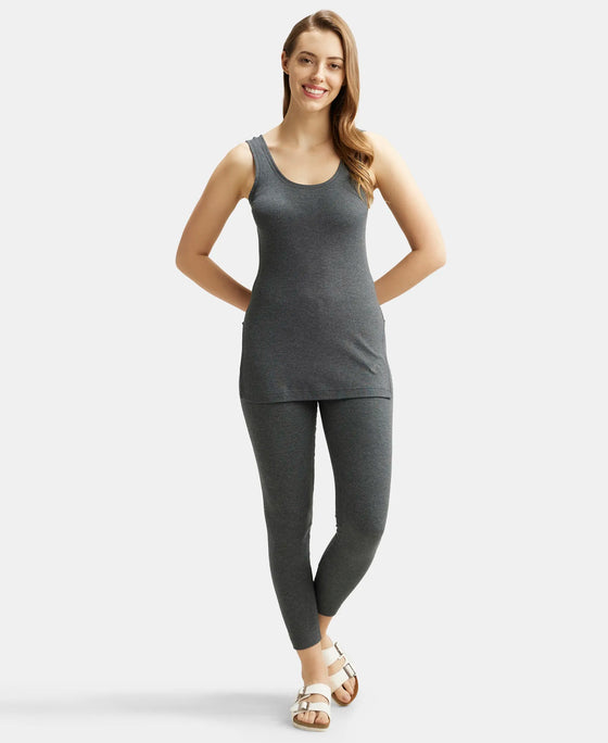 Super Combed Cotton Rich Thermal Tank Top with StayWarm Technology - Charcoal Melange-4
