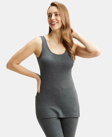 Super Combed Cotton Rich Thermal Tank Top with StayWarm Technology - Charcoal Melange-5