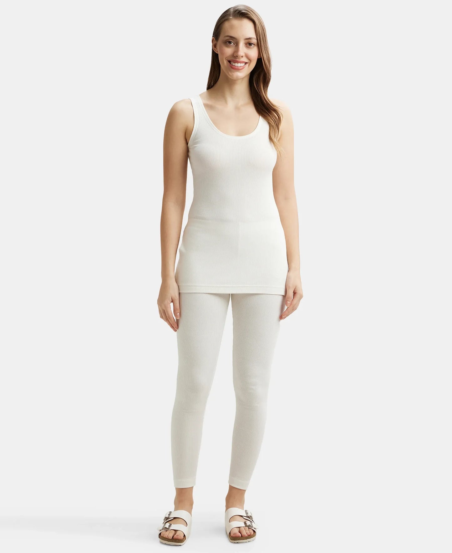 Super Combed Cotton Rich Thermal Tank Top with StayWarm Technology - Off White-4