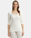 Super Combed Cotton Rich Three Quarter Sleeve Thermal Top with StayWarm Technology - Off White-1
