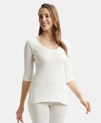 Super Combed Cotton Rich Three Quarter Sleeve Thermal Top with StayWarm Technology - Off White-5