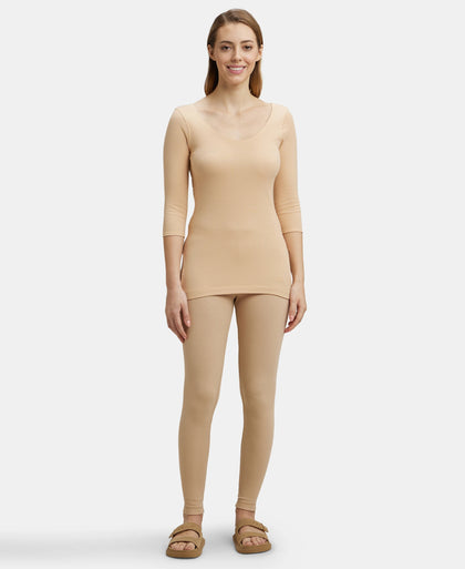 Super Combed Cotton Rich Three Quarter Sleeve Thermal Top with StayWarm Technology - Skin-4