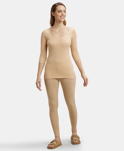 Super Combed Cotton Rich Three Quarter Sleeve Thermal Top with StayWarm Technology - Skin-6