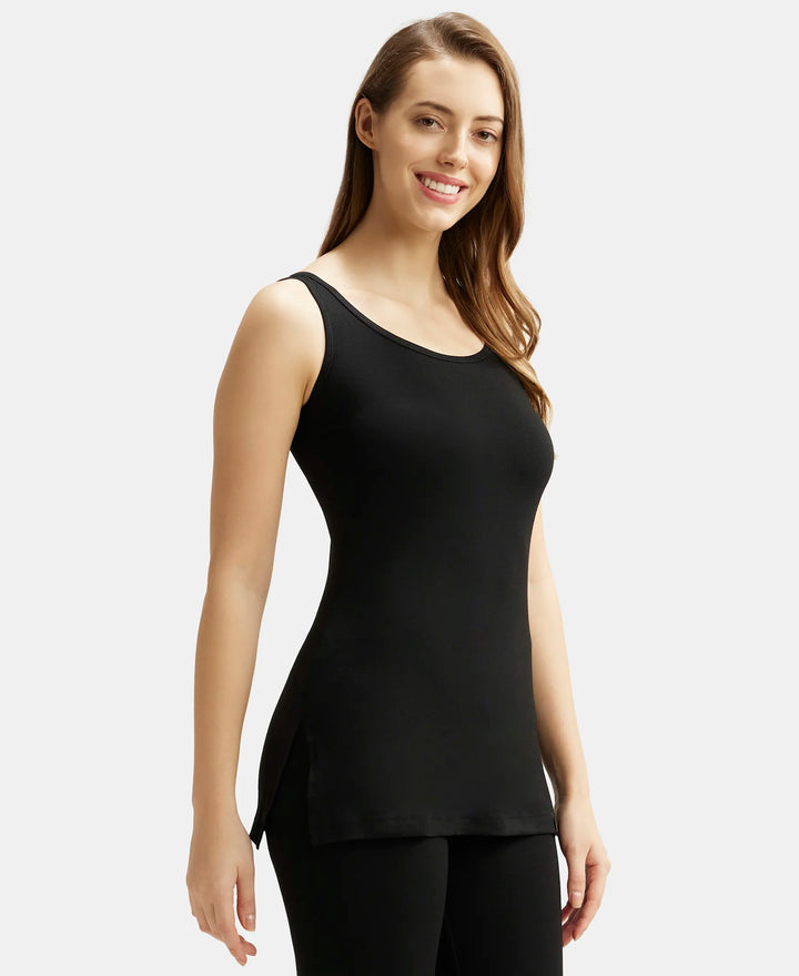 Soft Touch Microfiber Elastane Thermal Tank Top with StayWarm Technology - Black-2