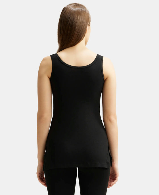 Soft Touch Microfiber Elastane Thermal Tank Top with StayWarm Technology - Black-3