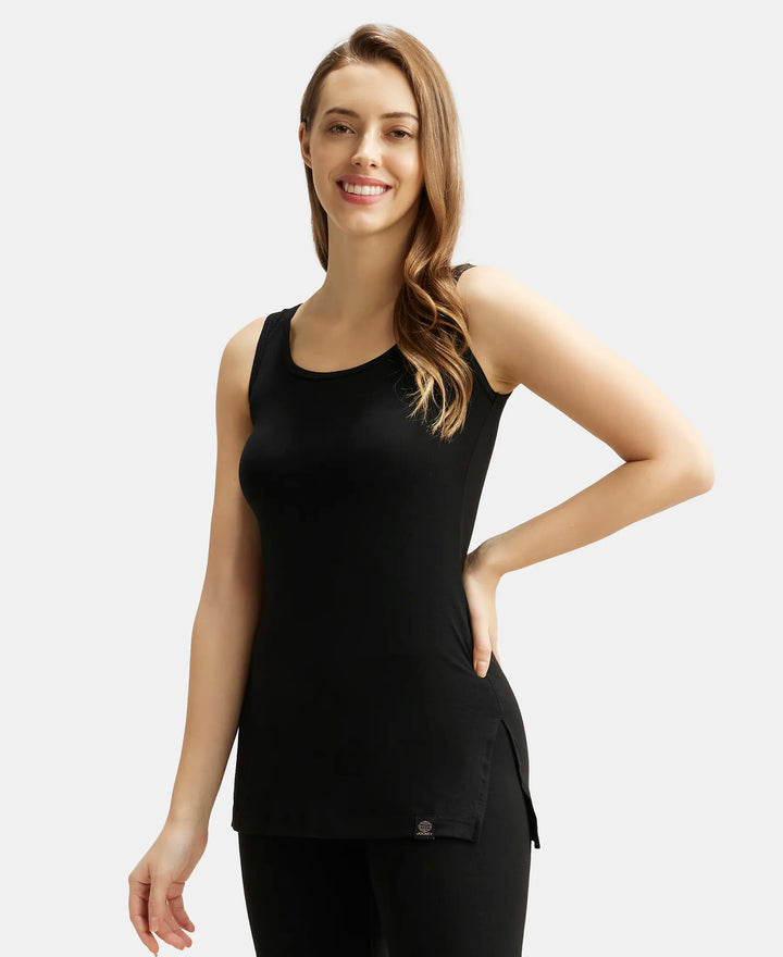 Soft Touch Microfiber Elastane Thermal Tank Top with StayWarm Technology - Black-5