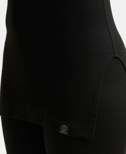 Soft Touch Microfiber Elastane Three Quarter Sleeve Thermal Top with StayWarm Technology - Black-7