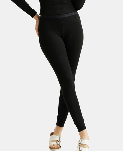 Soft Touch Microfiber Elastane Stretch Leggings with StayWarm Technology - Black-5