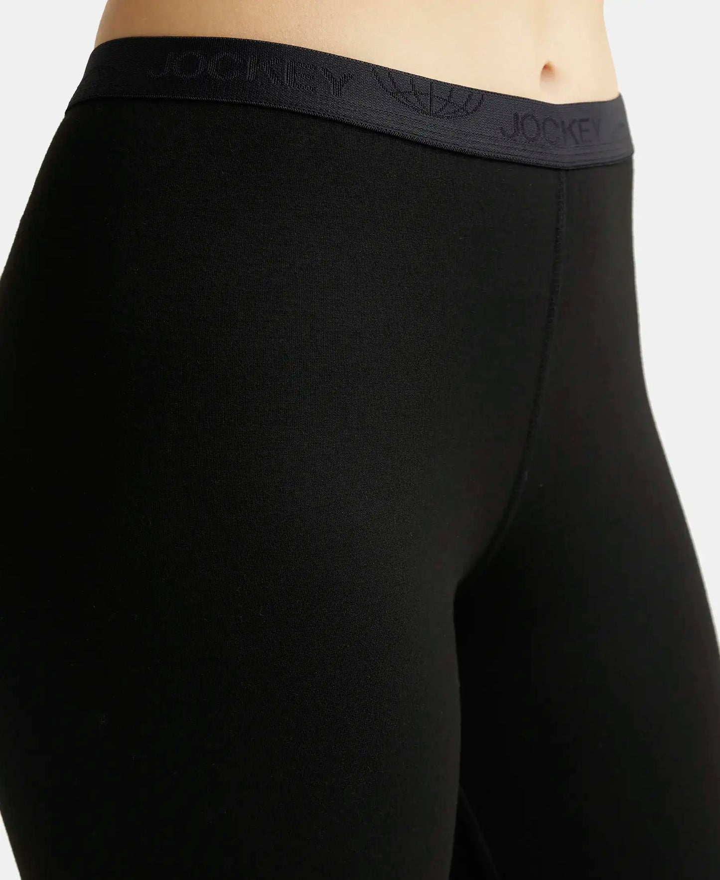 Soft Touch Microfiber Elastane Stretch Leggings with StayWarm Technology - Black-7