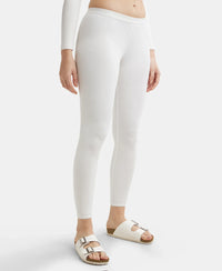 Soft Touch Microfiber Elastane Stretch Fleece Fabric Thermal Leggings with StayWarm Technology - Light Bright White-2