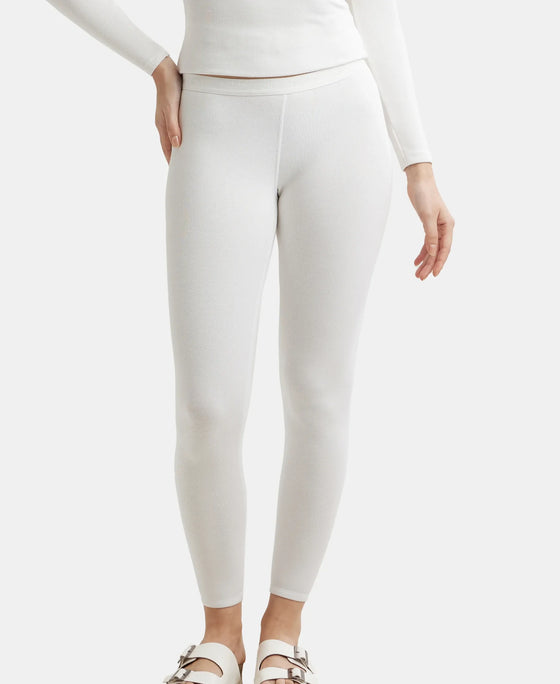 Soft Touch Microfiber Elastane Stretch Fleece Fabric Thermal Leggings with StayWarm Technology - Light Bright White-5