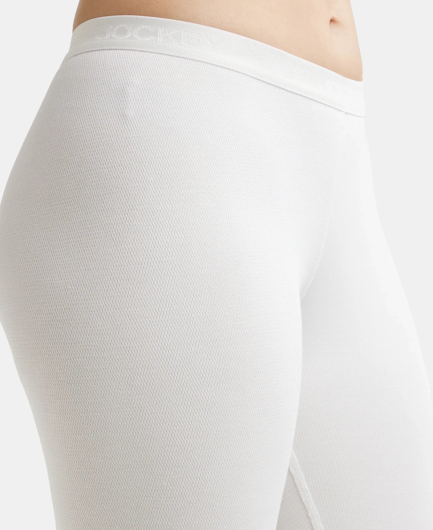 Soft Touch Microfiber Elastane Stretch Fleece Fabric Thermal Leggings with StayWarm Technology - Light Bright White-7