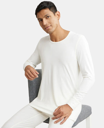 Soft Touch Microfiber Elastane Stretch Full Sleeve Thermal Undershirt with StayWarm Technology - Winter White-5
