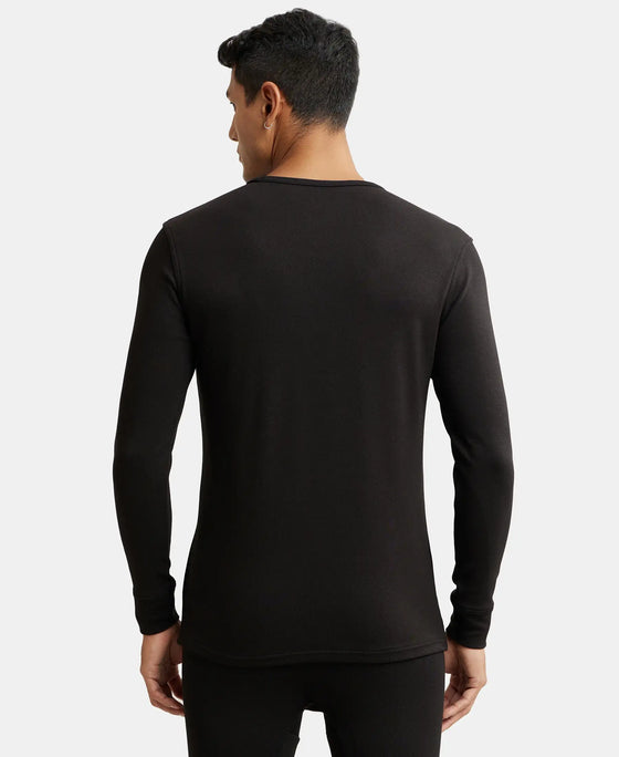 Soft Touch Microfiber Elastane Fleece Fabric Full Sleeve Thermal Undershirt with StayWarm Technology - Black-3