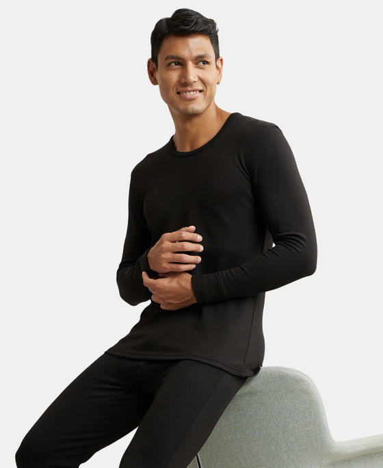 Soft Touch Microfiber Elastane Fleece Fabric Full Sleeve Thermal Undershirt with StayWarm Technology - Black-5