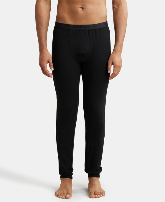 Soft Touch Microfiber Elastane Stretch Thermal Long Johns with StayWarm Technology - Black-1