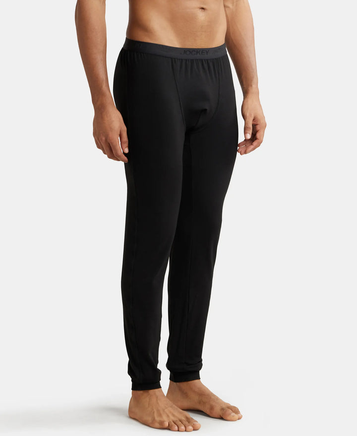 Soft Touch Microfiber Elastane Stretch Thermal Long Johns with StayWarm Technology - Black-2