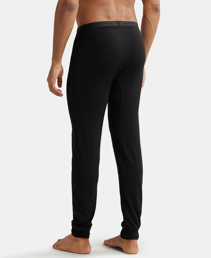 Soft Touch Microfiber Elastane Stretch Thermal Long Johns with StayWarm Technology - Black-3
