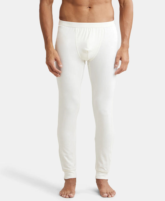 Soft Touch Microfiber Elastane Stretch Thermal Long Johns with StayWarm Technology - White-1