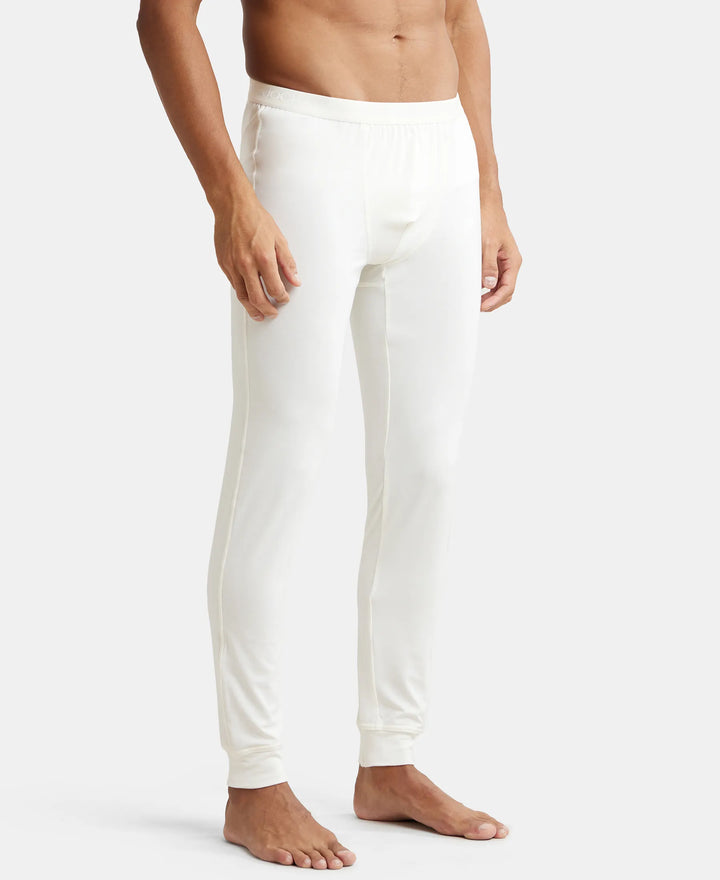 Soft Touch Microfiber Elastane Stretch Thermal Long Johns with StayWarm Technology - White-2
