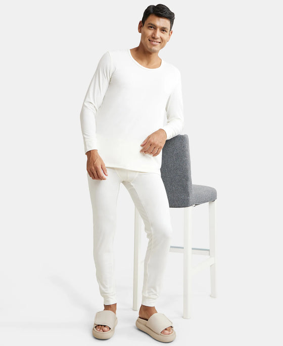 Soft Touch Microfiber Elastane Stretch Thermal Long Johns with StayWarm Technology - White-6
