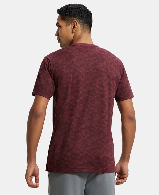 Super Combed Cotton Rich Round Neck Half Sleeve T-Shirt - Burgundy Print-3
