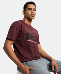 Super Combed Cotton Rich Round Neck Half Sleeve T-Shirt - Burgundy Print-5