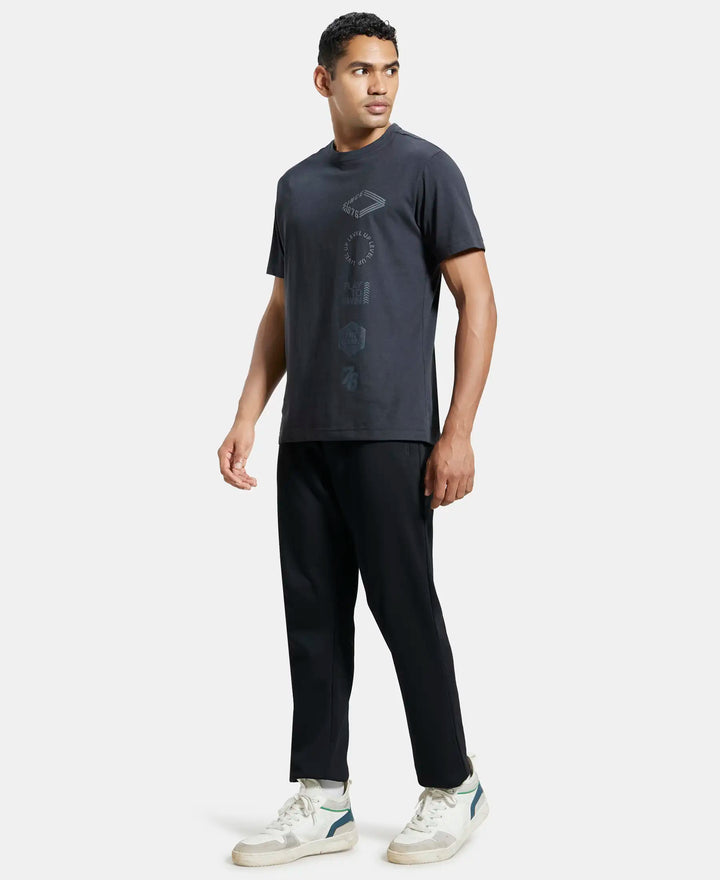 Super Combed Cotton Rich Round Neck Half Sleeve T-Shirt - Graphite Print-4