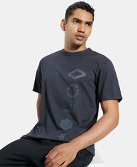 Super Combed Cotton Rich Round Neck Half Sleeve T-Shirt - Graphite Print-5