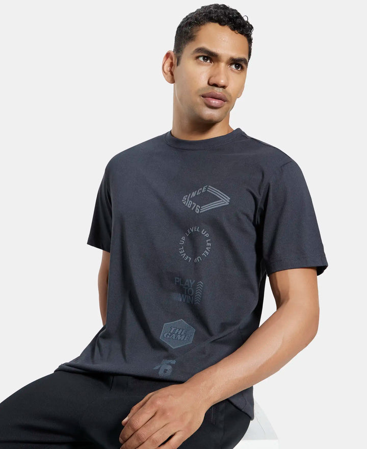 Super Combed Cotton Rich Round Neck Half Sleeve T-Shirt - Graphite Print-5