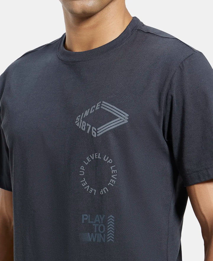 Super Combed Cotton Rich Round Neck Half Sleeve T-Shirt - Graphite Print-6