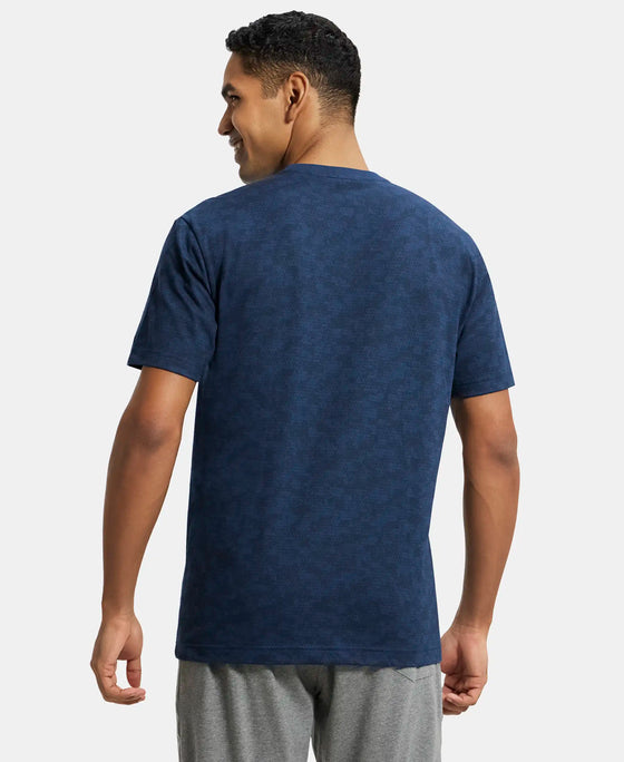 Super Combed Cotton Rich Round Neck Half Sleeve T-Shirt - Insigna Blue Print-3