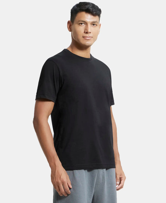 Super Combed Cotton Rich Round Neck Half Sleeve T-Shirt - Black-2