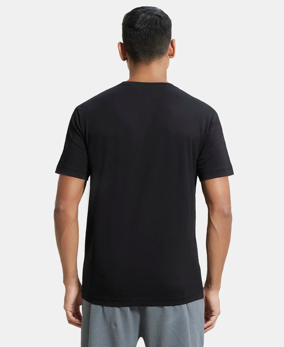 Super Combed Cotton Rich Round Neck Half Sleeve T-Shirt - Black-3