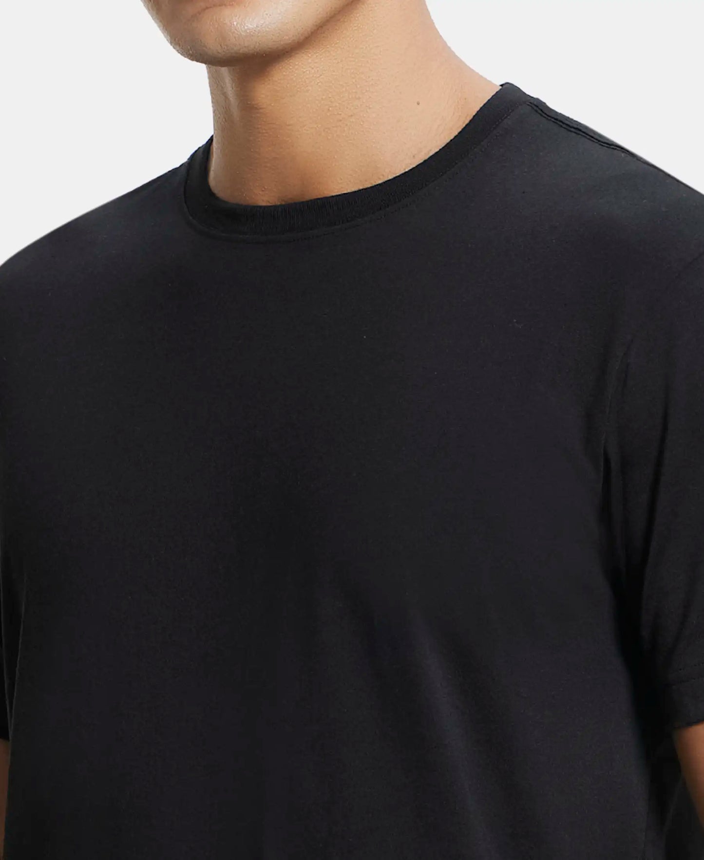 Super Combed Cotton Rich Round Neck Half Sleeve T-Shirt - Black-6