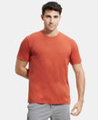 Super Combed Cotton Rich Round Neck Half Sleeve T-Shirt - Cinnabar-1