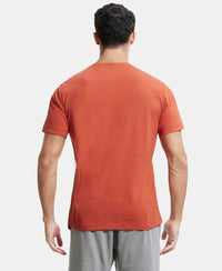Super Combed Cotton Rich Round Neck Half Sleeve T-Shirt - Cinnabar-3
