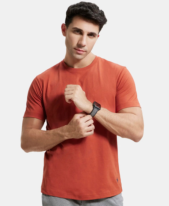 Super Combed Cotton Rich Round Neck Half Sleeve T-Shirt - Cinnabar-5