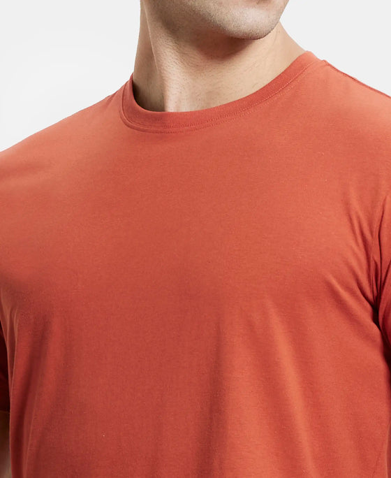 Super Combed Cotton Rich Round Neck Half Sleeve T-Shirt - Cinnabar-6
