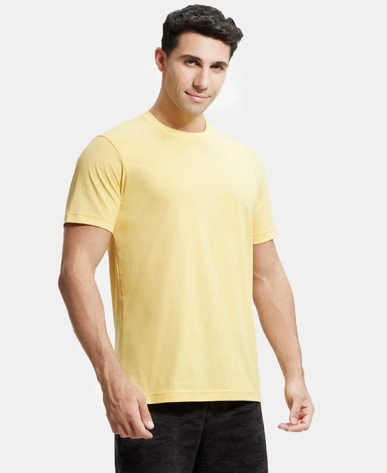 Super Combed Cotton Rich Round Neck Half Sleeve T-Shirt - Corn Silk-2