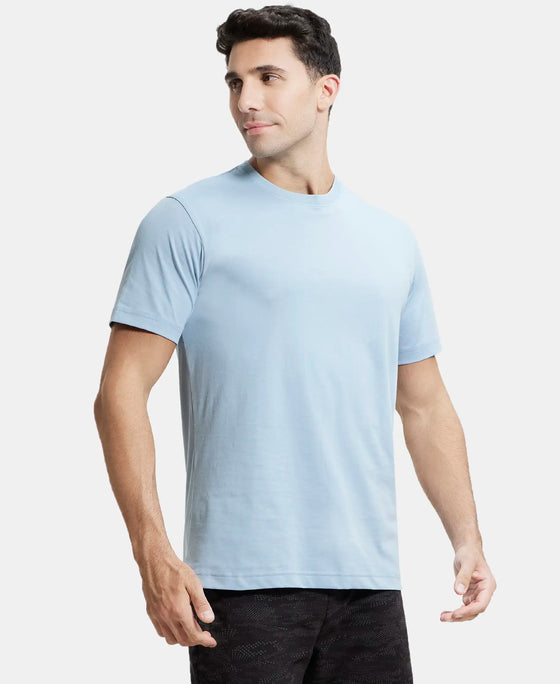 Super Combed Cotton Rich Round Neck Half Sleeve T-Shirt - Dusty Blue-2